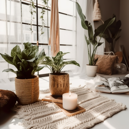 a boho interior with various houseplants