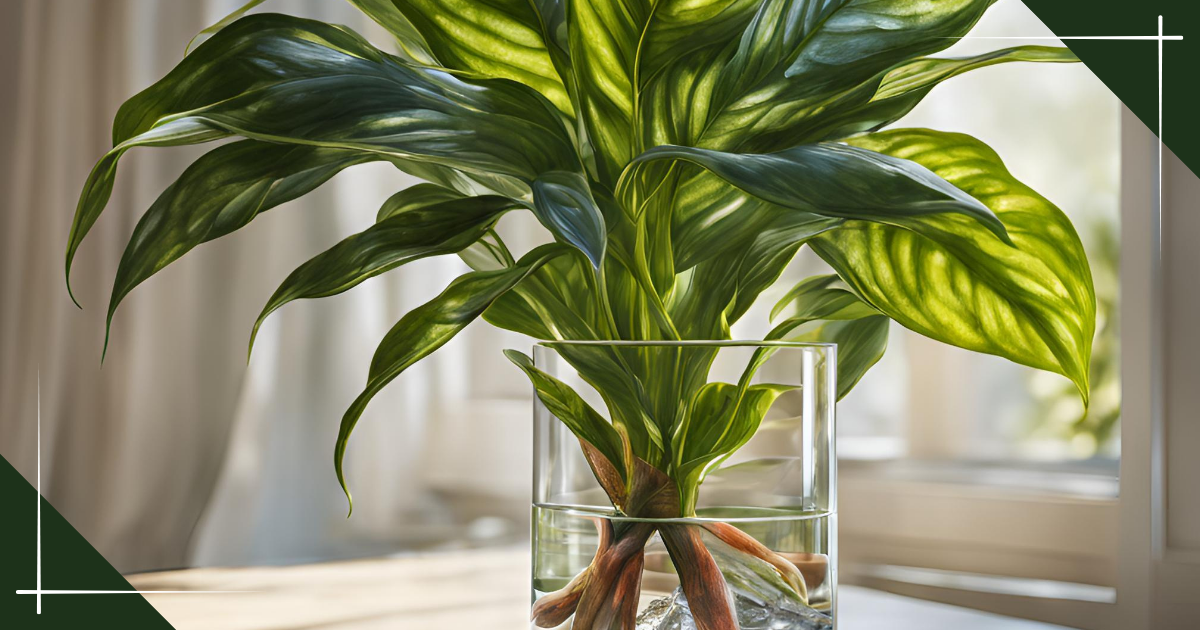 chinese evergreen cuttings placed in water - AI generated